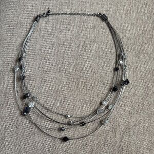 Elegant Gunmetal Grey Multi-Strand Necklace